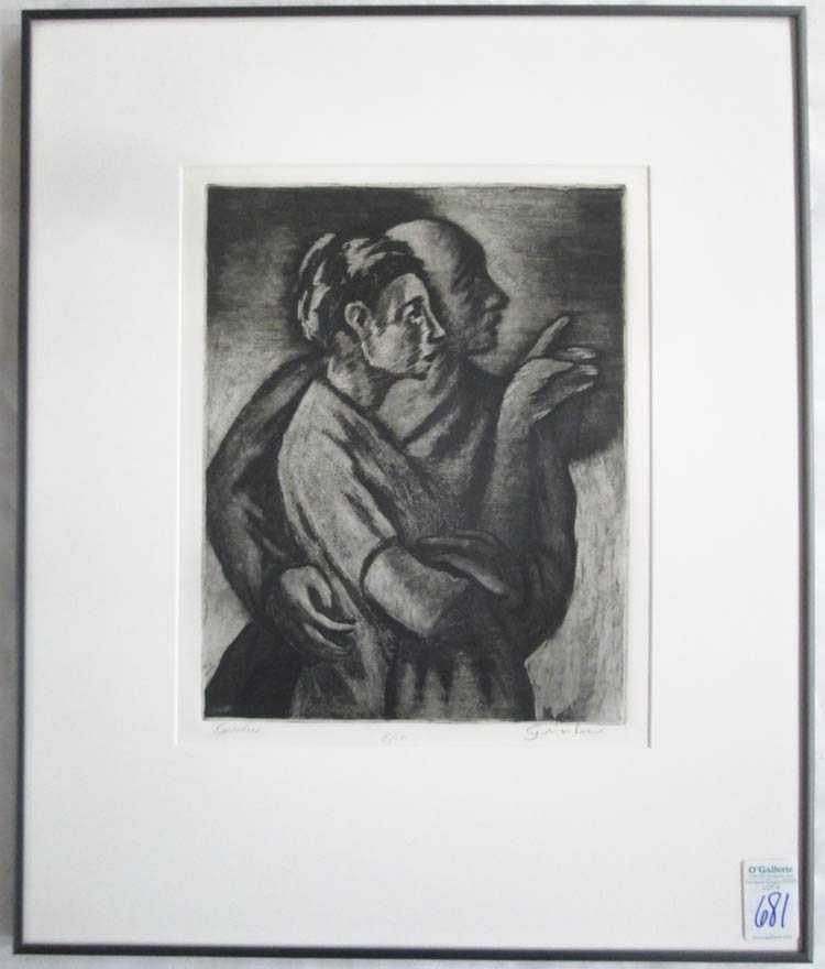 Appraisal: WILLIAM H GIVLER ETCHING Portland Oregon - Exodus Pencil signed