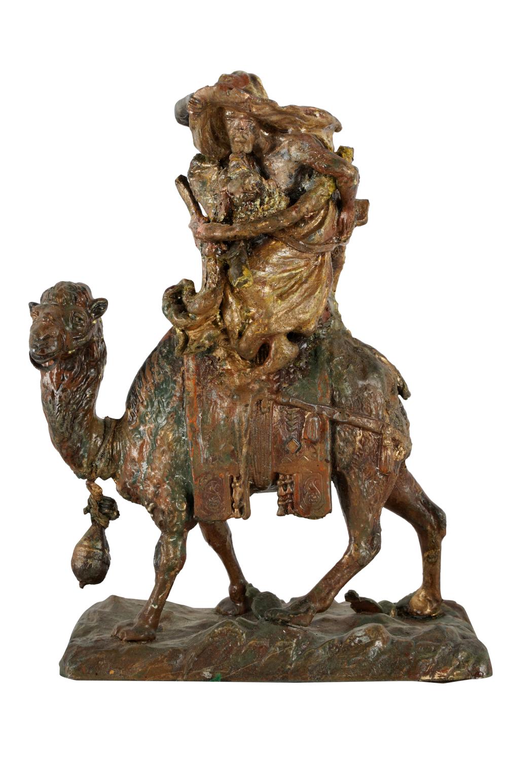 Appraisal: VIENNA STYLE COLD-PAINTED BRONZE FIGURAL GROUPapparently unmarked depicting a man