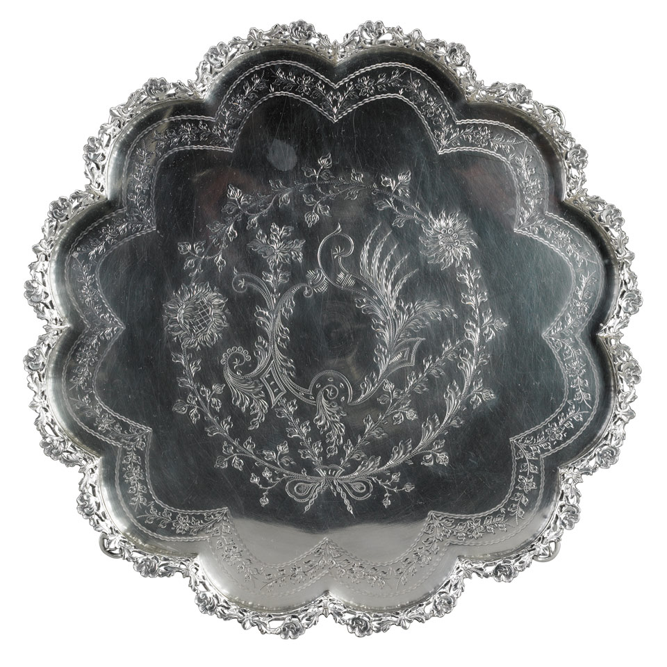 Appraisal: Portuguese Silver Salver Oporto th century in diameter cm diameter