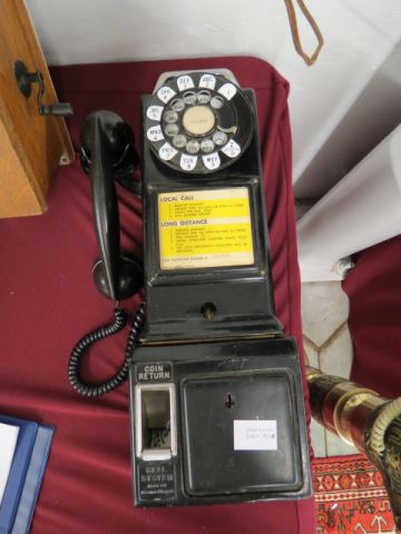 Appraisal: Vintage Bell Coin Operated Wall Phone to slots black great