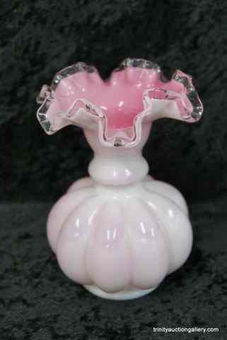 Appraisal: Vintage Fenton Glass Peach Crest '' Melon VaseProduced by Fenton