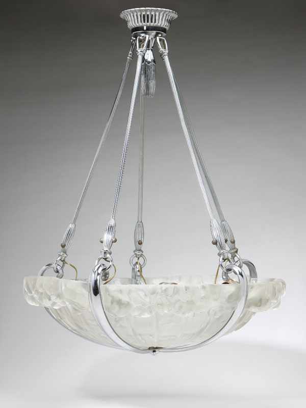 Appraisal: A French Art Deco molded frosted art glass and silvered