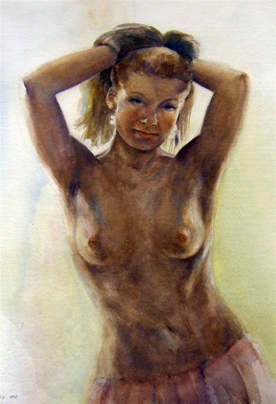 Appraisal: Wilfred G May watercolour portrait of nude female with blonde