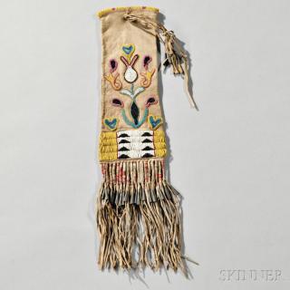 Appraisal: Yankton Beaded Hide Pipe Bag c s the top beaded