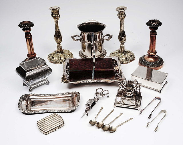 Appraisal: A small collection of miscellaneous silver plated waresincluding a cruet