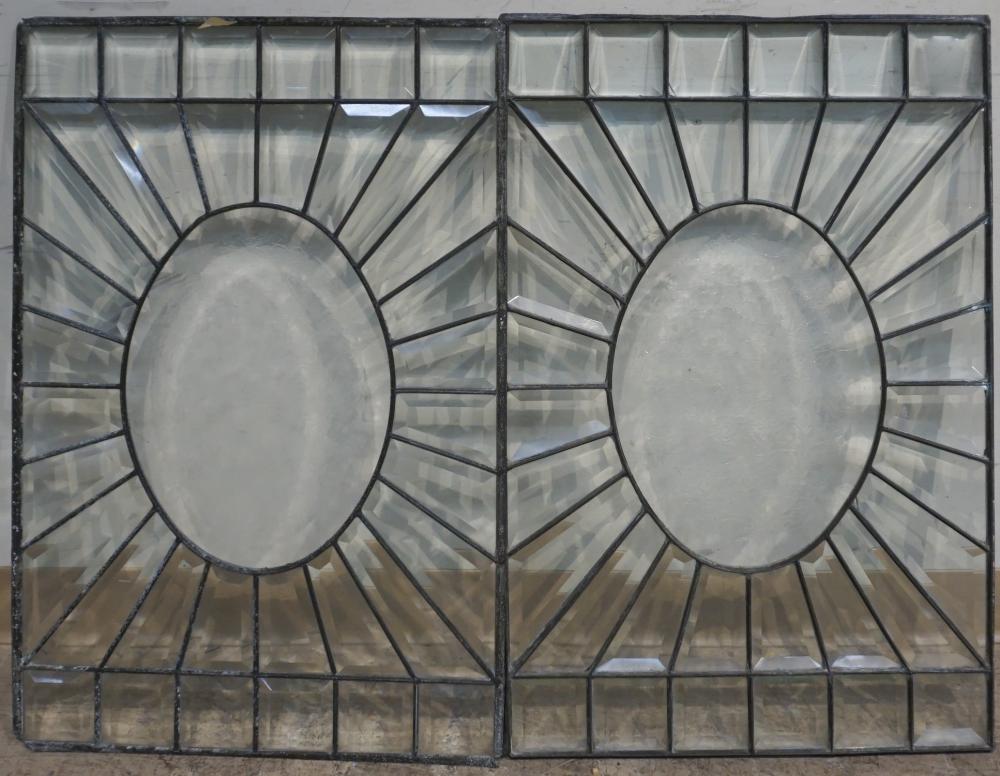 Appraisal: Pair of Leaded and Beveled Glass Panels x in x