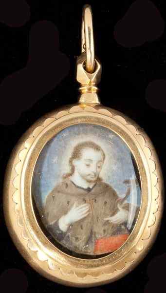 Appraisal: Antique Portrait Miniature Locketa reverse locket containing two portrait miniatures