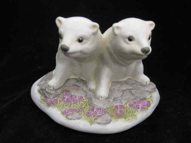 Appraisal: Kazmar Porcelain Figurine of Polar Bears bisque finish '' tall