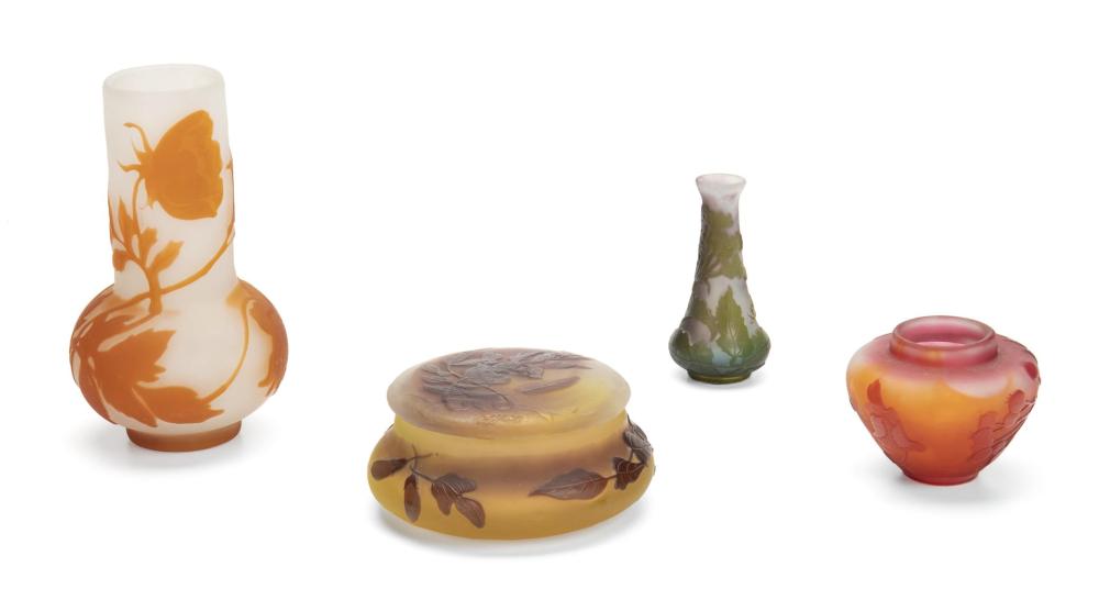 Appraisal: Four Gall cameo glassware items Late th early th Century