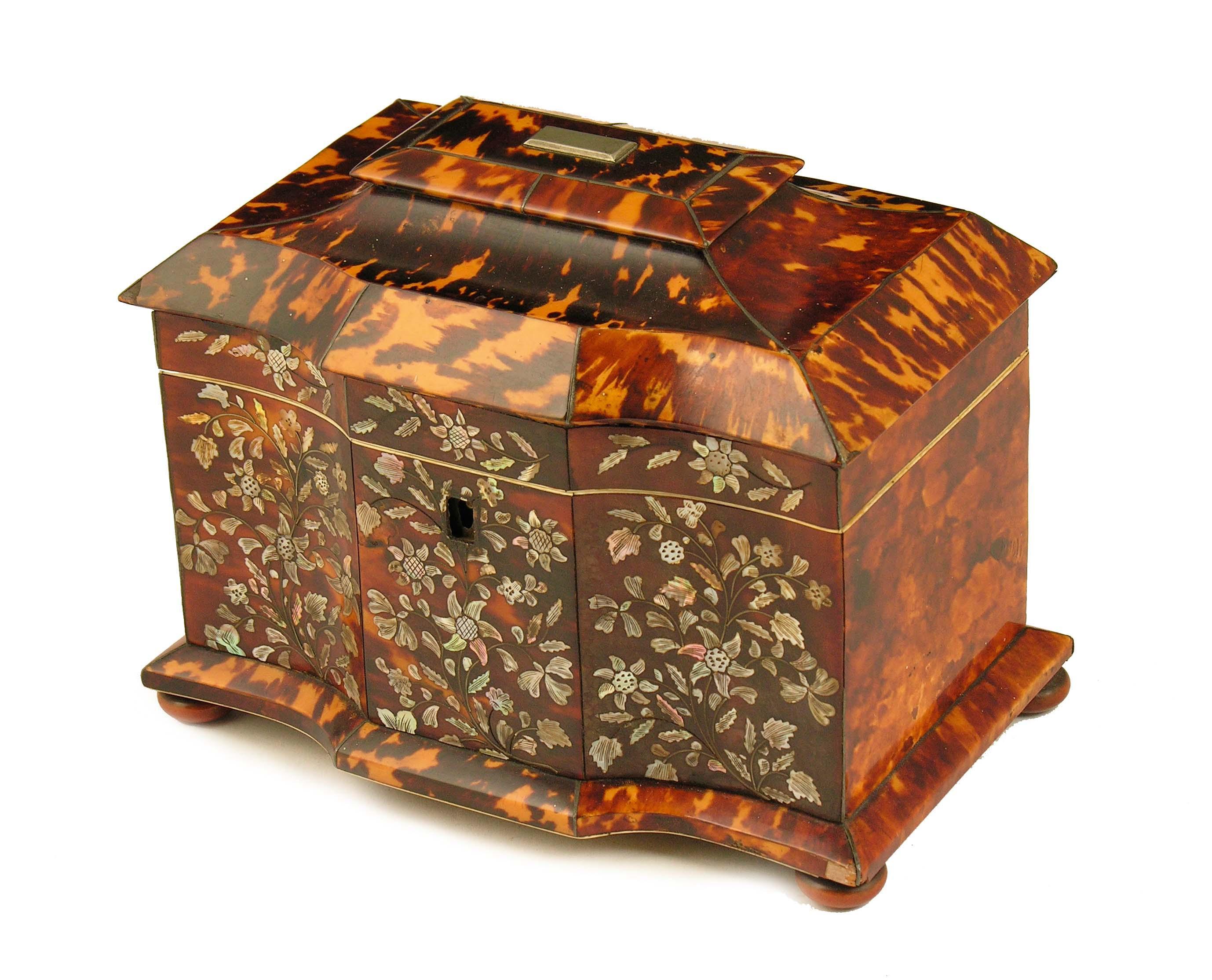 Appraisal: A William IV tortoiseshell breakfront tea chest