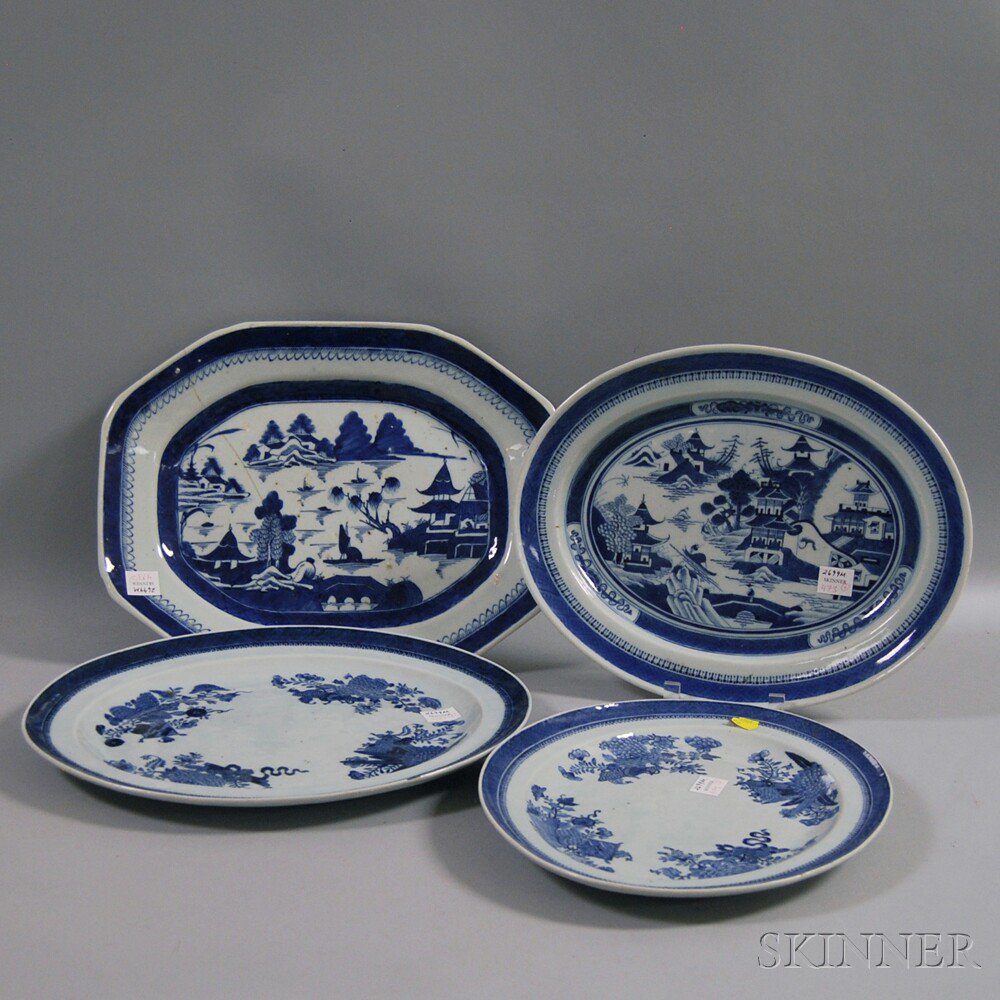 Appraisal: Four Blue and White Chinese Export Porcelain Platters th century