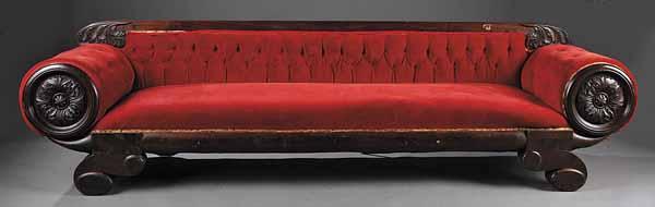 Appraisal: An American Classical Carved Mahogany Sofa c Boston the rectangular