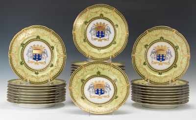 Appraisal: Paris Porcelain Armorial Partial Service Very impressive armorial plates and