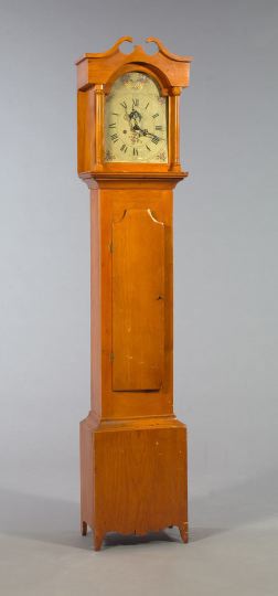 Appraisal: American Provincial Pine Tallcase Clock early th century the hood