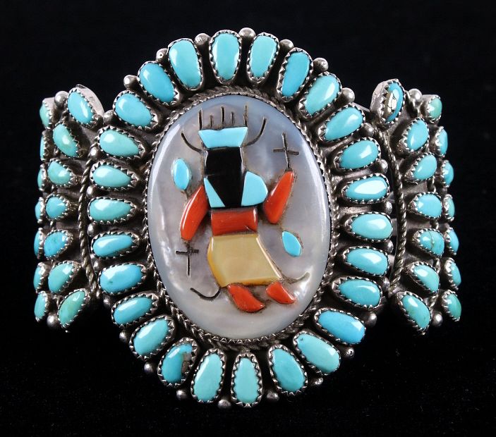 Appraisal: Zuni Sleeping Beauty Sterling Kachina Bracelet Included in this lot