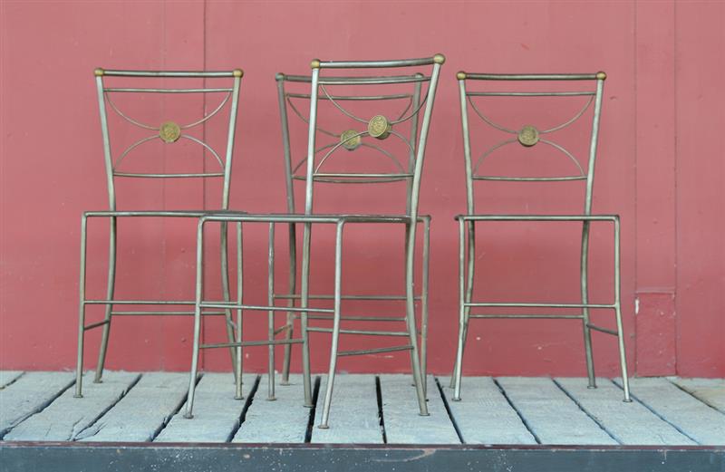 Appraisal: SET OF FOUR METAL GARDEN CHAIRS Each of neoclassical form