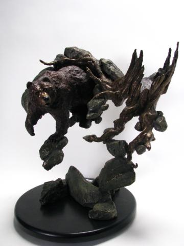 Appraisal: Mark Hopkins bronze sculpture grizzly bear Awake and Hungry x