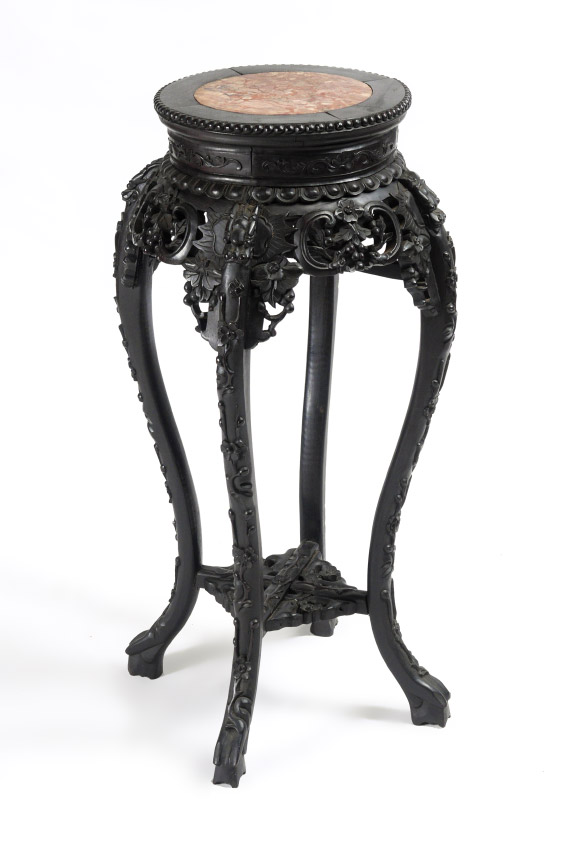 Appraisal: ORIENTAL INSET MARBLE PLANT STAND Round inset marble top profusely