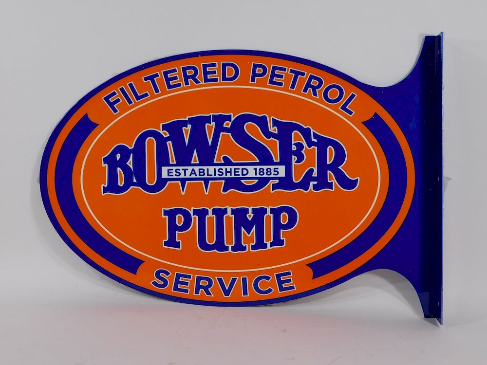 Appraisal: Bowser Pump Filtered Petrol Service Steel Sign United States th