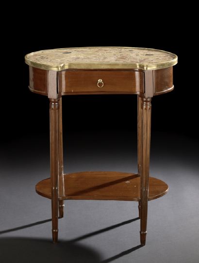 Appraisal: Louis XVI Mahogany and Marble-Top Occasional Table late th century