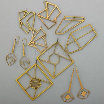 Appraisal: PAUL VON RINGELHEIM GEOMETRIC JEWELRY Eleven gilt brass elements include