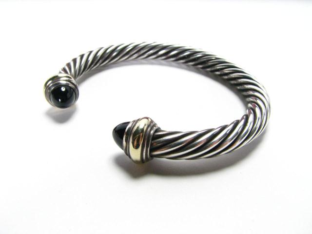 Appraisal: David Yurman K and Sterling Silver Onyx cuff bangle