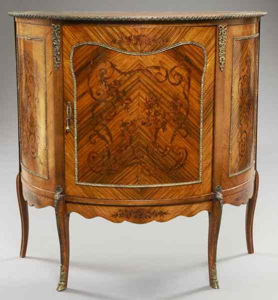 Appraisal: Louis XVI style demilune cabinetwith bronze mounts and floral marquetry