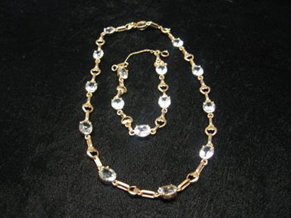 Appraisal: Aquamarine necklace and bracelet set Set into karat yellow gold