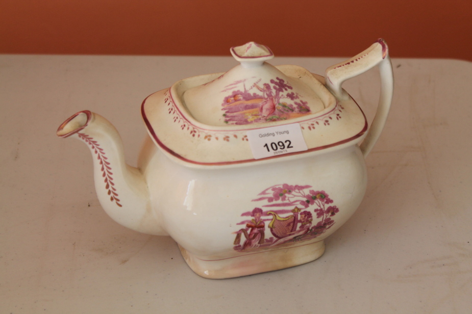 Appraisal: An early thC teapot with transfer figure decoration and and