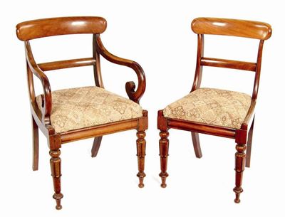 Appraisal: A set of eight William IV mahogany dining chairs each