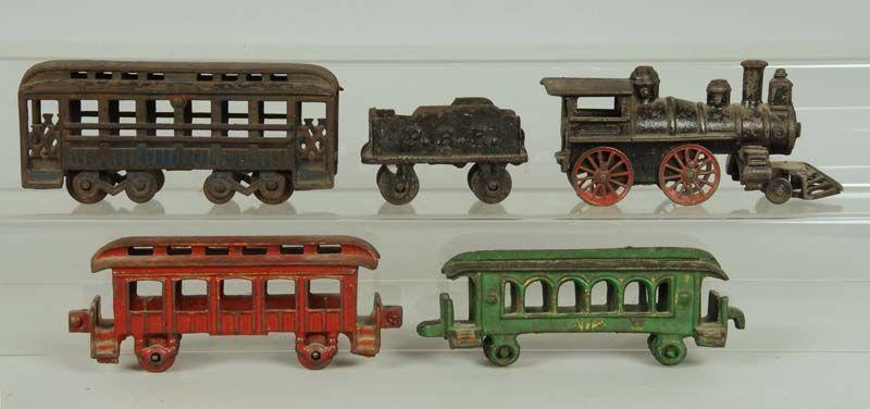 Appraisal: -Piece Small Cast Iron Floor Train Set Description '' L