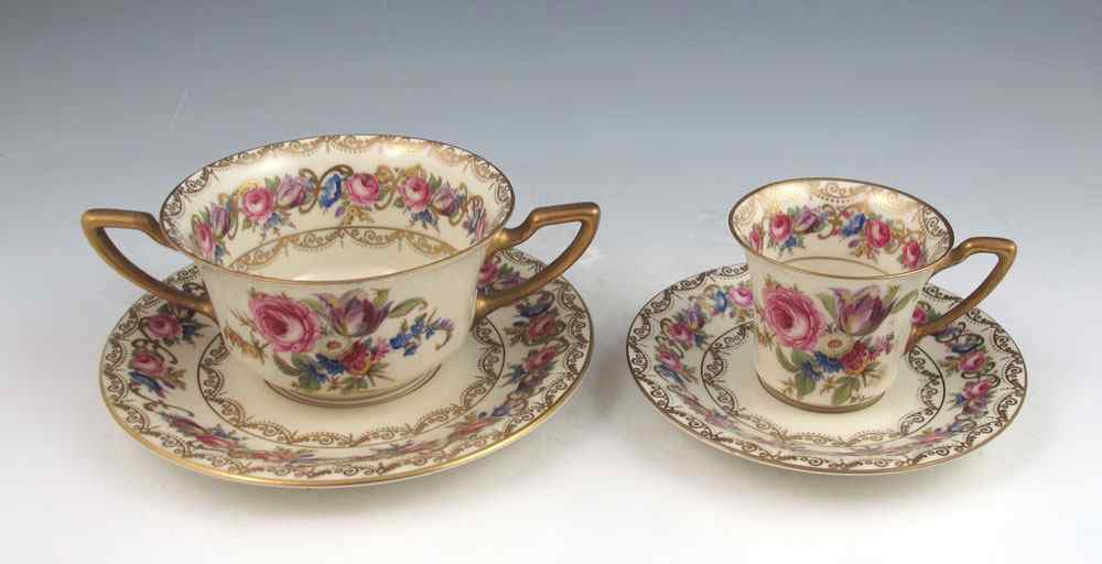 Appraisal: ROSENTHAL ''VIENNA'' PATTERN CUPS AND SAUCERS demi-tasse cups with saucers