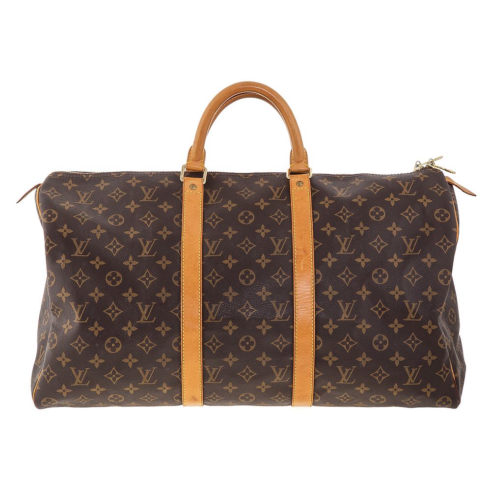 Appraisal: A Louis Vuitton Monogram Keepall A brown and tan Monogram