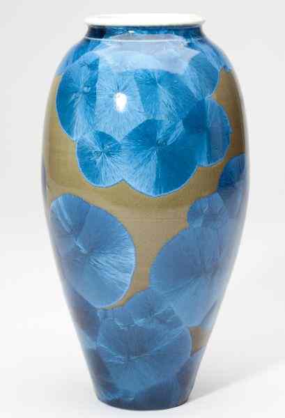 Appraisal: Sid Oakley Crystalline Glaze Vasebaluster form vase with grey and