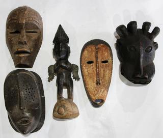 Appraisal: lot of West African style decorative masks including a zoomorph