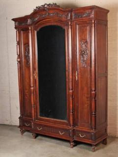 Appraisal: FRENCH WALNUT MIRRORED DOOR ARMOIRE FRENCH WALNUT MIRRORED DOOR ARMOIRE