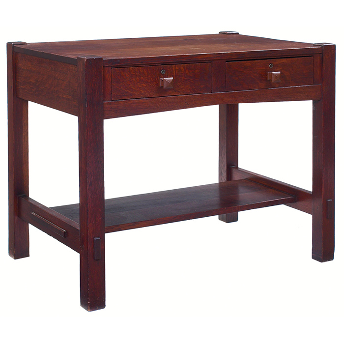 Appraisal: Early Gustav Stickley library table from the Chips Catalog rectangular