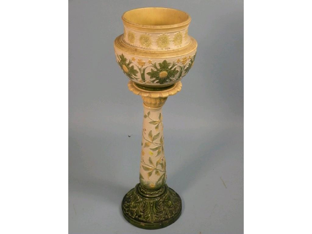 Appraisal: A late th early thC Leeds Art Pottery jardiniere and