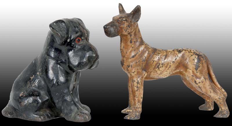 Appraisal: Lot of Scottie and Great Dane Dog Cast Iron Doo