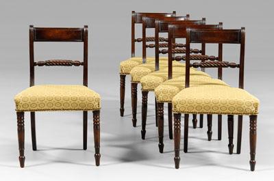 Appraisal: Set of six Regency dining chairs mahogany each with tablet