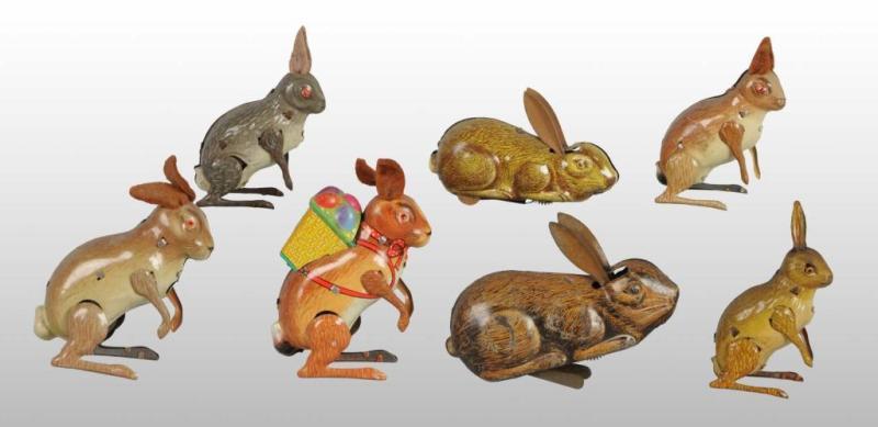 Appraisal: Lot of Tin Rabbit Wind-Up Toys Description German and Japanese