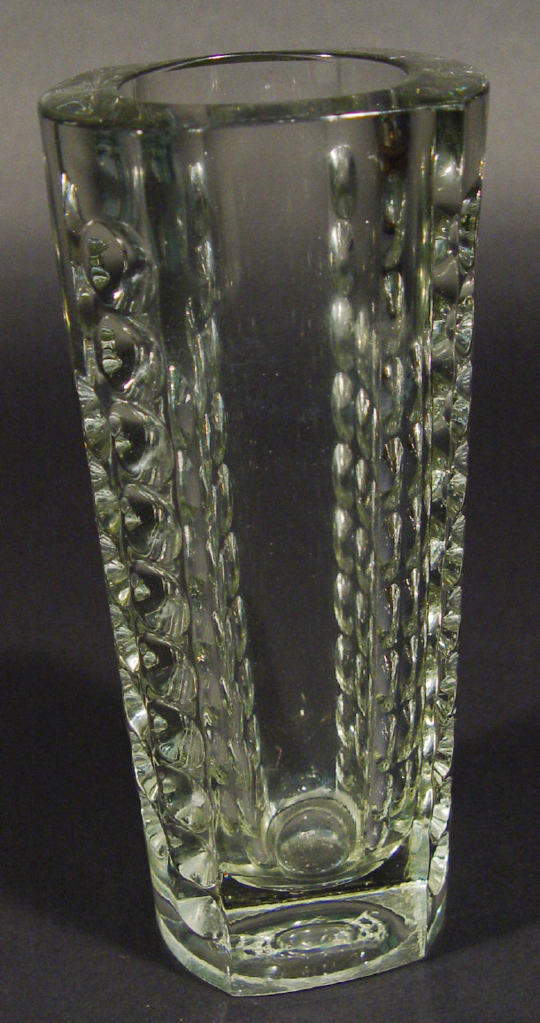 Appraisal: English s clear glass vase with moulded decoration cm high