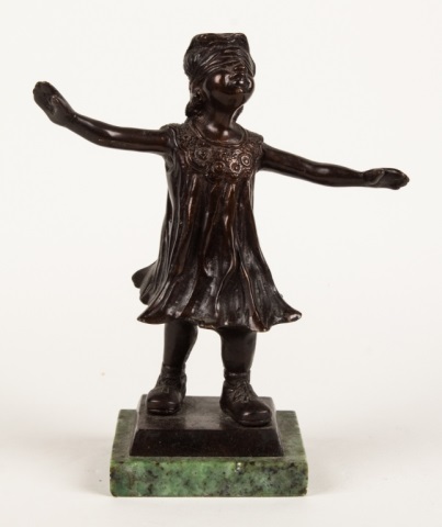 Appraisal: a Contemporary bronze of young girl modeled as blindfolded young