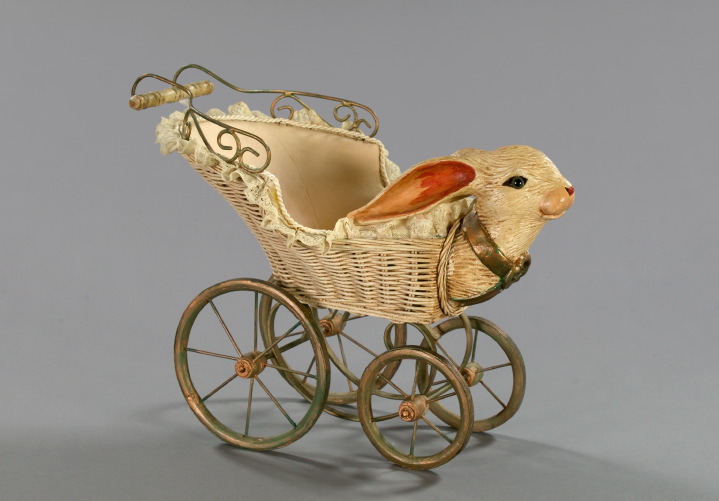 Appraisal: Charming Iron and Wicker Polychromed Doll's Buggy in the form