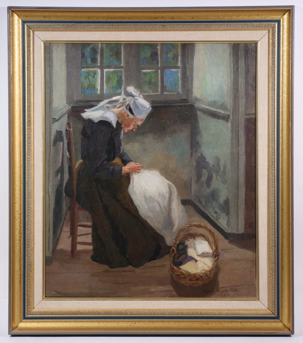 Appraisal: VIOLET VICAT COLE UK - Woman Doing Needlework oil on