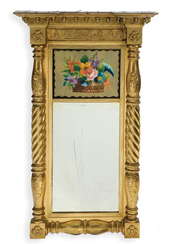 Appraisal: TWO PART MIRROR Gilt mirror with rope twist columns and