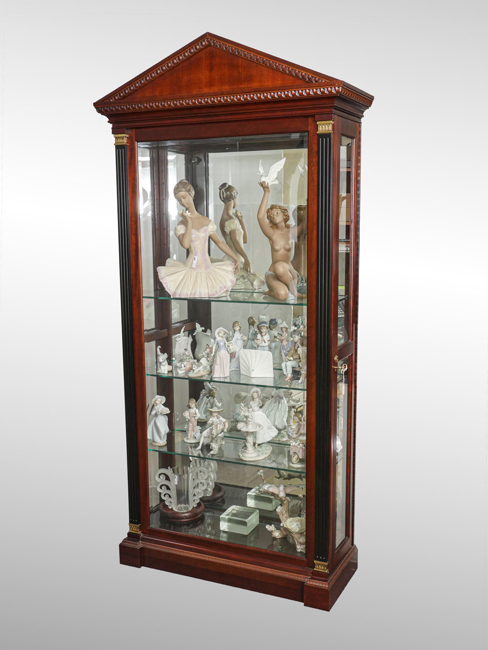 Appraisal: GLASS CURIO DISPLAY CABINET - shelf -light glass curio cabinet