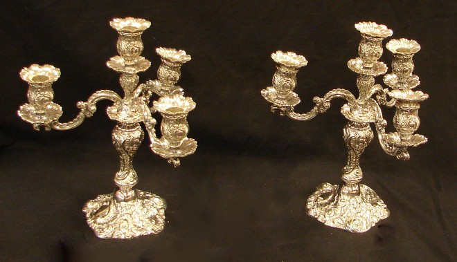 Appraisal: Lot of two Pair of silver plated Gorham candelabras with