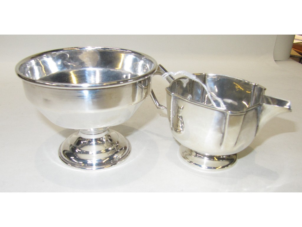 Appraisal: Lot comprising silver cream jug and a silver bowl Birmingham