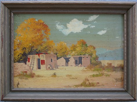 Appraisal: PAGE Willard American th C ''Adobe Hut'' OIL B ''